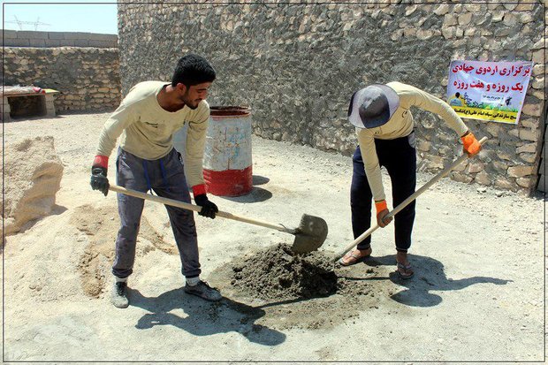 فعالیت گروه‌های جهادی استان بوشهر در گرمای ۵۰ درجه سانتیگراد+عکس